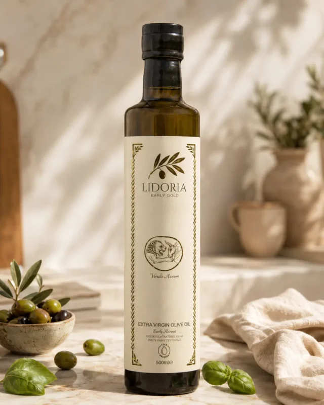 Lidoria Early Gold 500 ml premium zeytinyağı şişesi